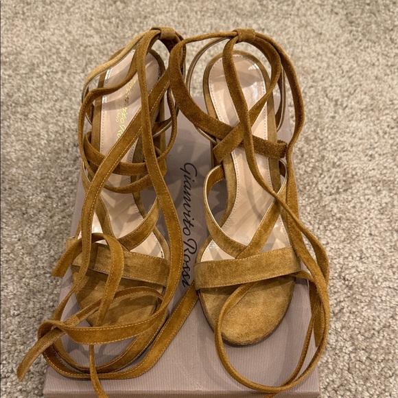 Gianvito Rossi Suede Lace-Up Sandals – Size 37 – Worn Once
